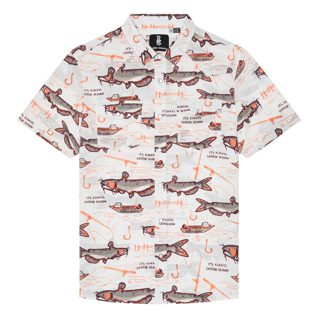 MEN'S CATFISH SEASON PEARL SNAP SHORT SLEEVE SHIRT