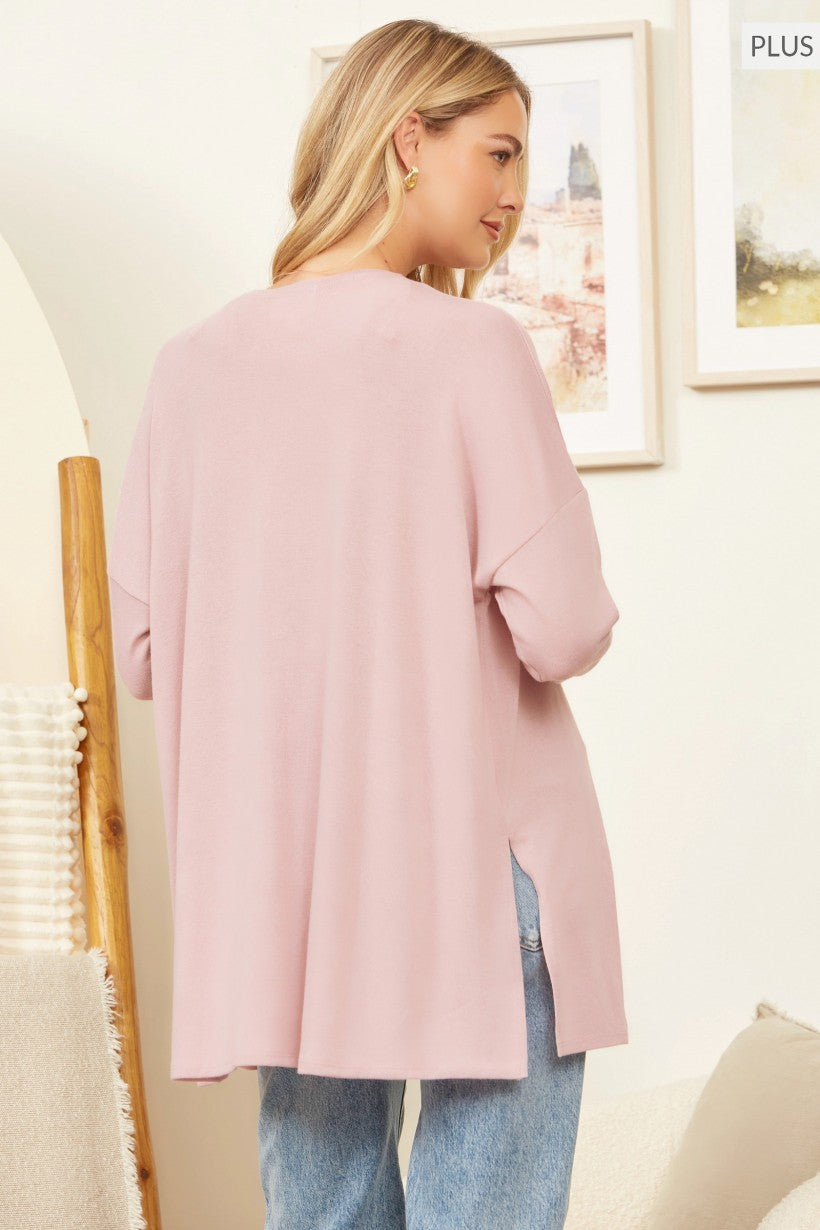 ANDREE BY UNIT OPEN FRONT CARDIGAN in MAUVE