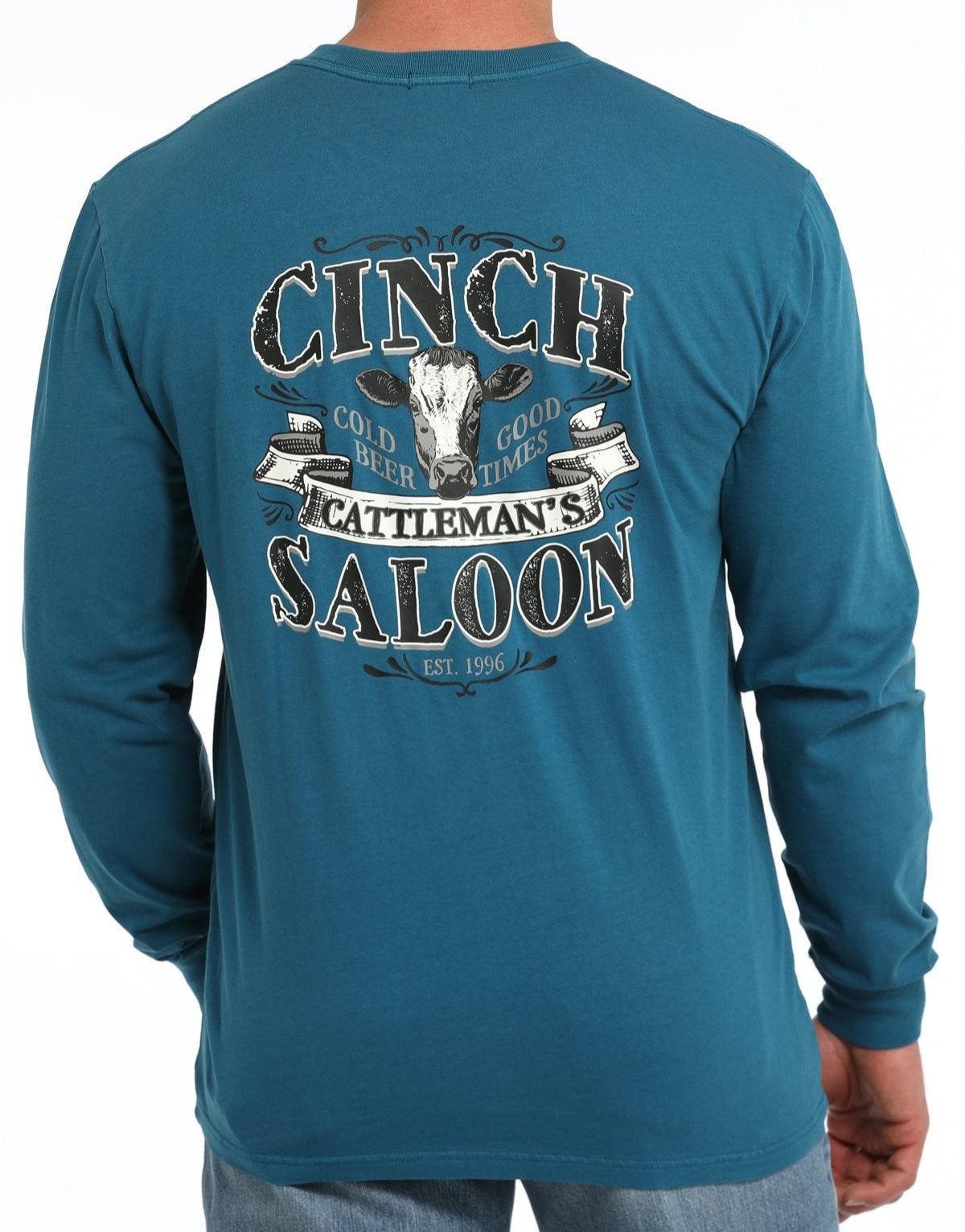 CINCH MEN'S LONG SLEEVE SALOON TEE SHIRT-TEAL