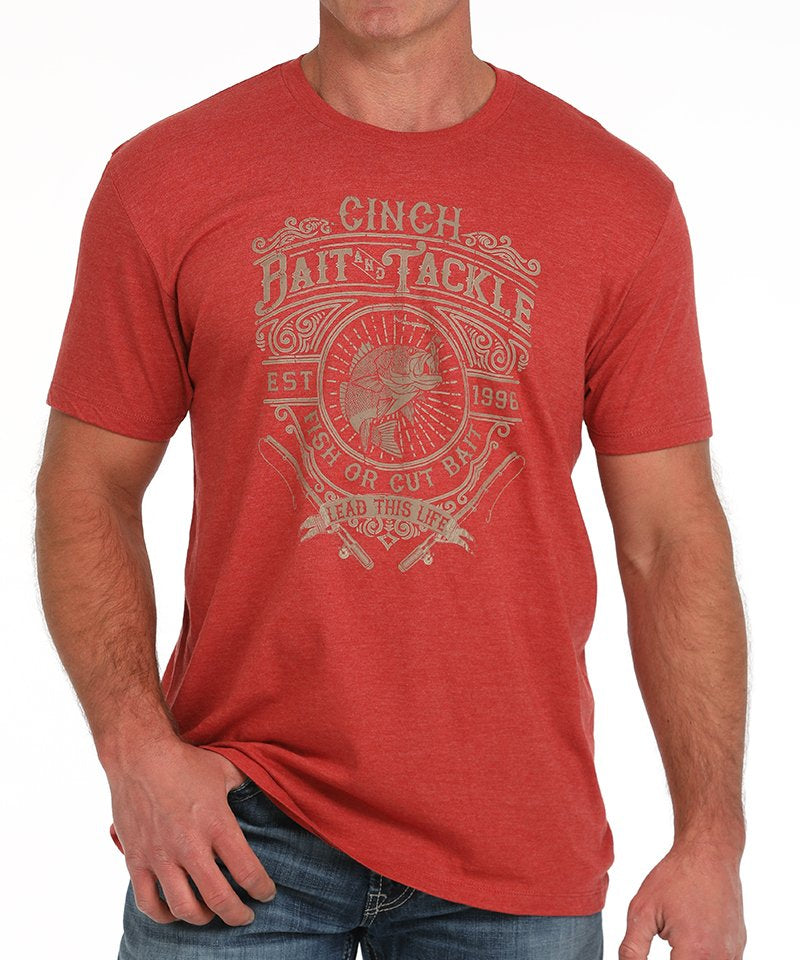 CINCH MEN'S BAIT AND TACKLE TEE - RED