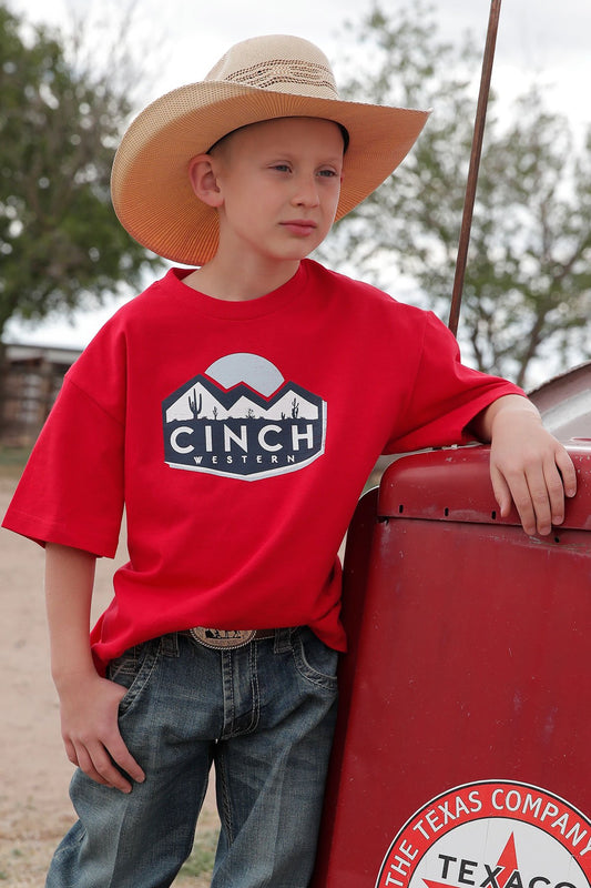 BOY'S CINCH WESTERN TEE - RED