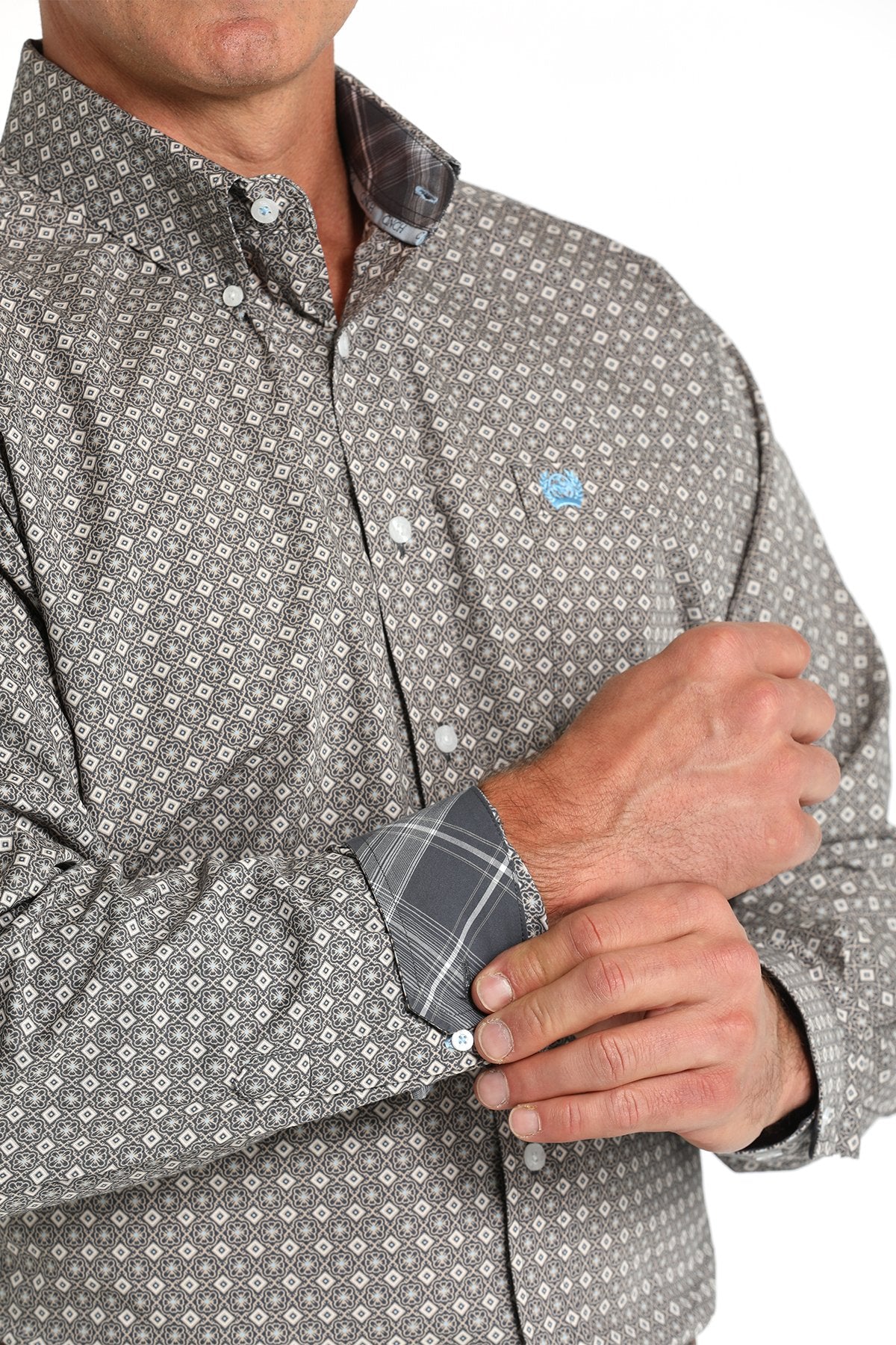 CINCH MEN'S MEDALLION BUTTON DOWN WESTERN SHIRT - BLUE