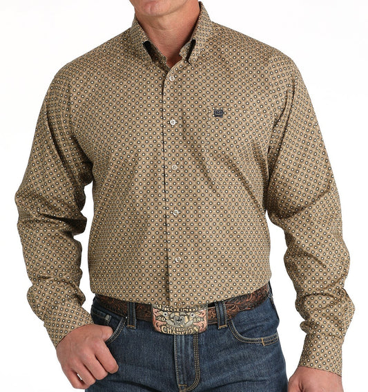 CINCH MEN'S GEOMETRIC BUTTON DOWN WESTERN SHIRT - BROWN