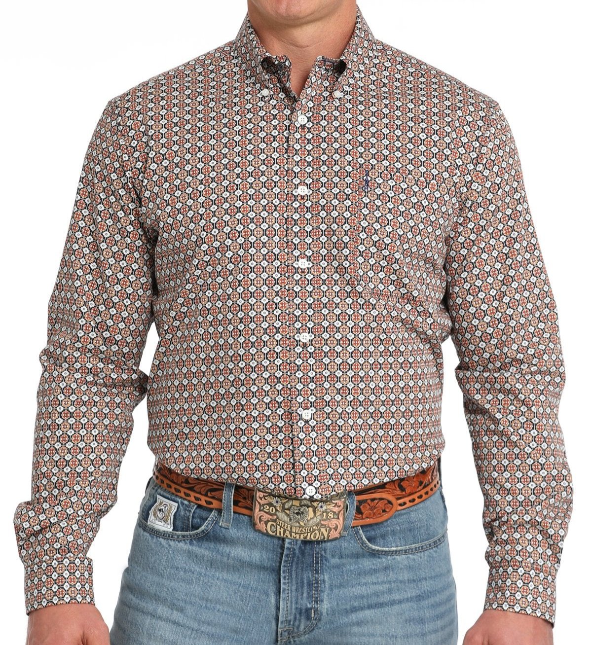 CINCH MEN'S MODERN FIT MEDALLION PRINT BUTTON-DOWN WESTERN SHIRT -MULTI