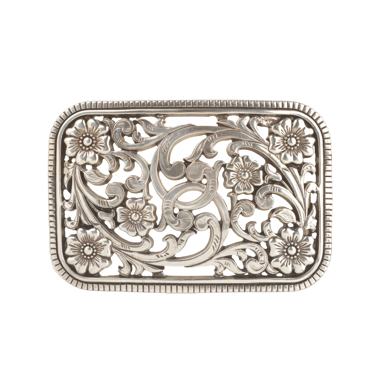 NOCONA LAFDIES FLORAL FILIGREE RECTANGLE BELT BUCKLE