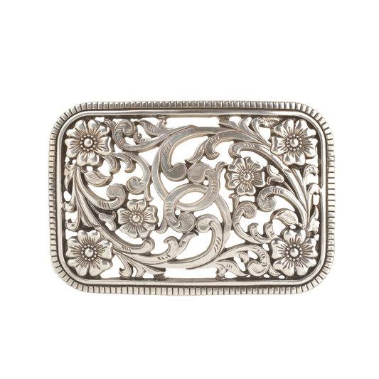 NOCONA LAFDIES FLORAL FILIGREE RECTANGLE BELT BUCKLE