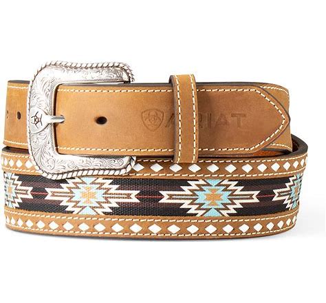 ARIAT MEN'S SOUTHWESTERN PRINT FABRIC/LEATHER BELT