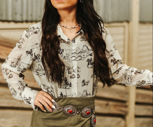 WESTERN DESERT CHIFFON COLLARED SHIRT