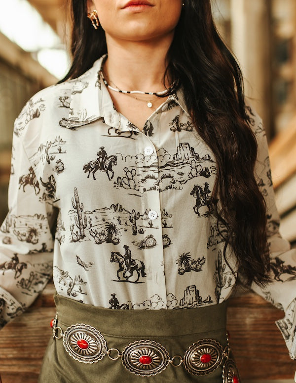 WESTERN DESERT CHIFFON COLLARED SHIRT