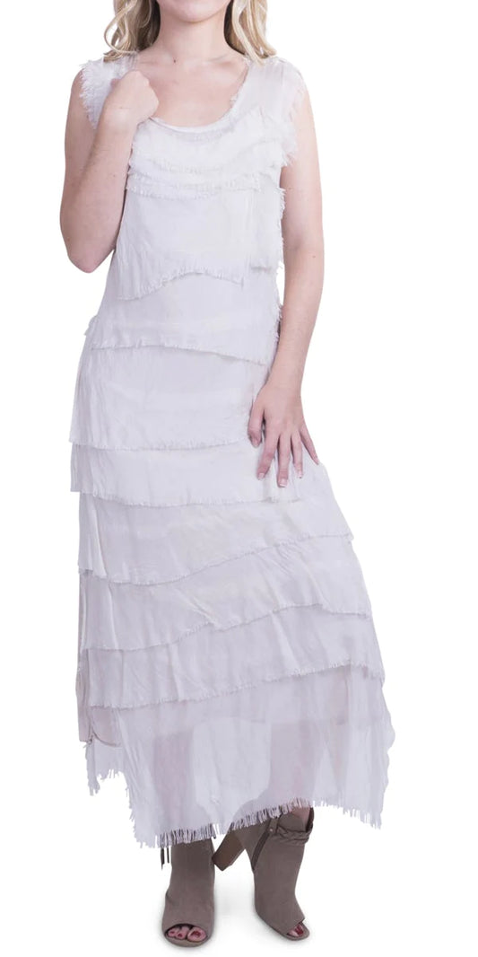 SIENA MAXI RUFFLED DRESS in CREAM