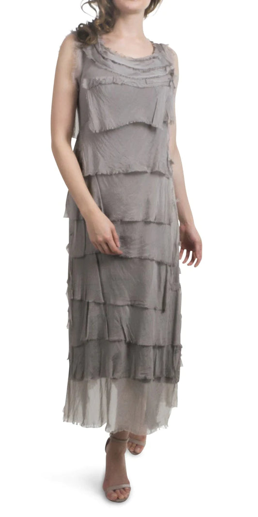 SIENA MAXI RUFFLED DRESS in TAUPE