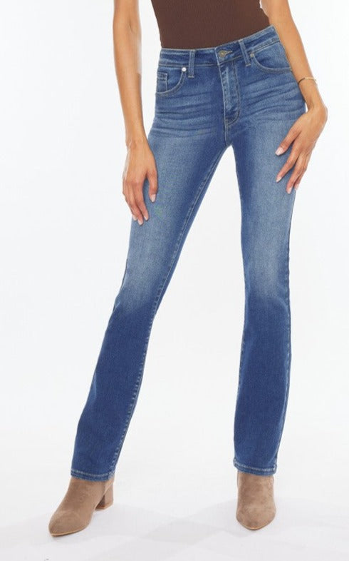 KANCAN MEDIUM WASH HIGH RISE BOOT CUT JEANS