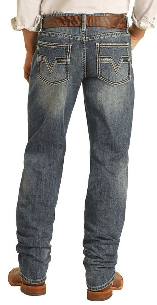 ROCK & ROLL MEN'S REFLEX RELAXED FIT STACKABLE BOOTCUT JEANS