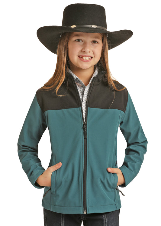 POWDER RIVER KID'S PERFORMANCE SOFTSHELL JACKET - TEAL