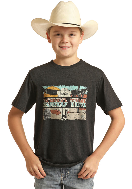 ROCK & ROLL DENIM BOYS DALE BRISBY RODEO TIME BLACK T-SHIRT