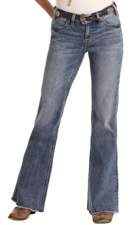 Rock & Roll Ladies Mid- Rise Medium Wash Trouser Jeans