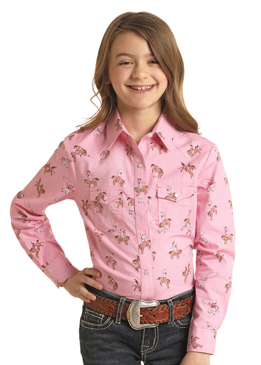 PANHANDLE GIRL'S WESTERN PRINT SNAP SHIRT