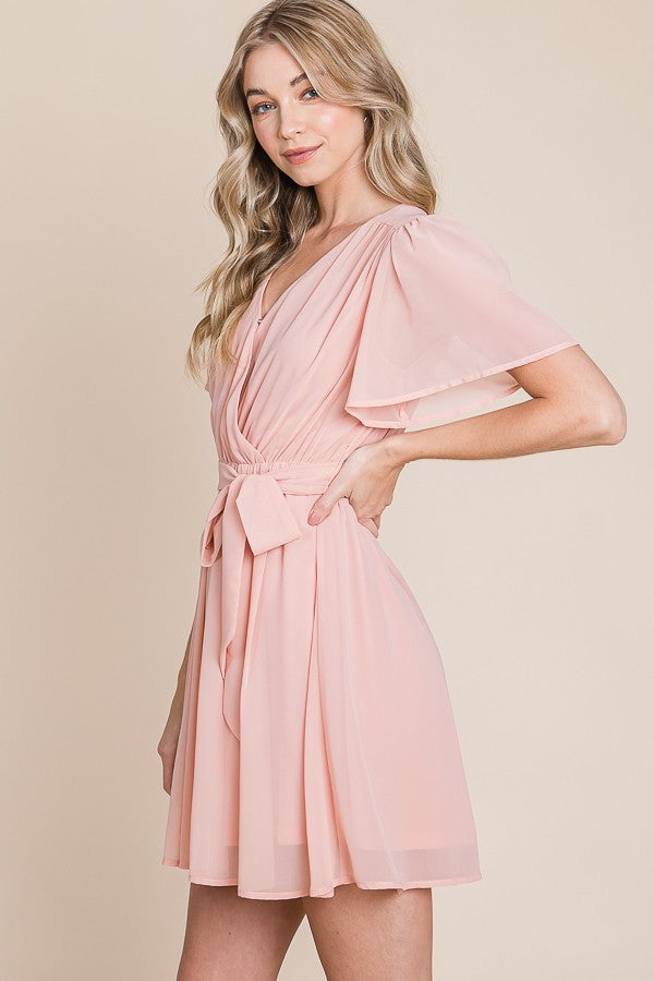 Peach cape dress best sale